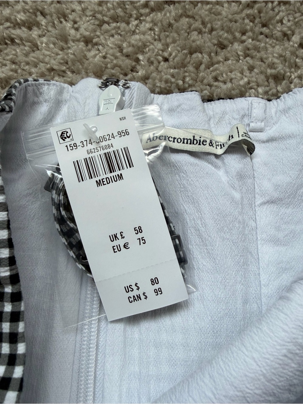 Abercrombie & Fitch Black and White Mila Strapless Mini Dress Medium NWT - Picture 7 of 9